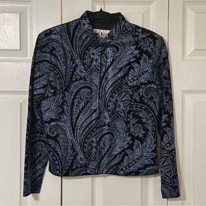 Sheri Martin Jacket Womens 10P Blue Paisley Velvet Dressy Petite Evening Holiday